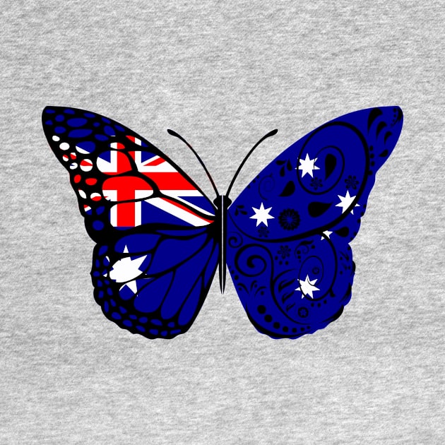 Australia Flag Patriotic Butterfly Design T-Shirt by Anonic